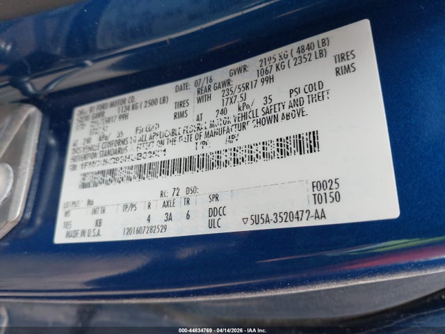 Ford ESCAPE SE 2017 1FMCU9G99HUB08501 Image 9