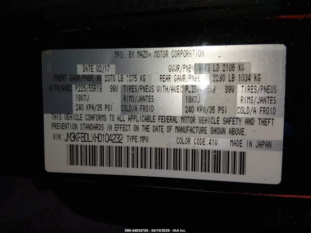 Aukcja sprzedaży 2017 Mazda Cx-5 Grand Touring, vin: JM3KFBDLXH0104232, numer aukcji: 44834785