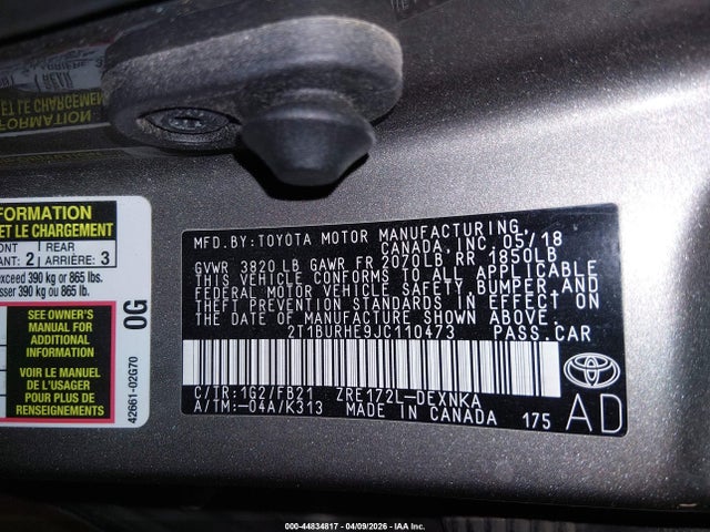 2T1BURHE9JC110473 Toyota COROLLA LE