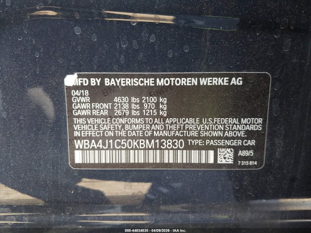 Продаж на аукціоні авто 2019 Bmw 430i Gran Coupe, vin: WBA4J1C50KBM13830, номер лоту: 44834830