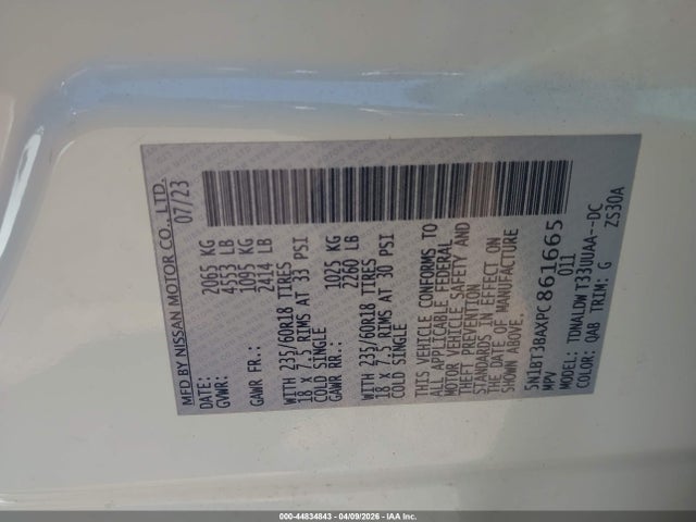 Aukcja sprzedaży 2023 Nissan Rogue Sv, vin: 5N1BT3BAXPC861665, numer aukcji: 44834843