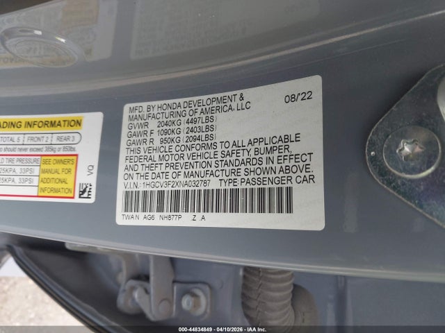 Продажа на аукционе авто 2022 Honda Accord Hybrid Sport, vin: 1HGCV3F2XNA032787, номер лота: 44834849