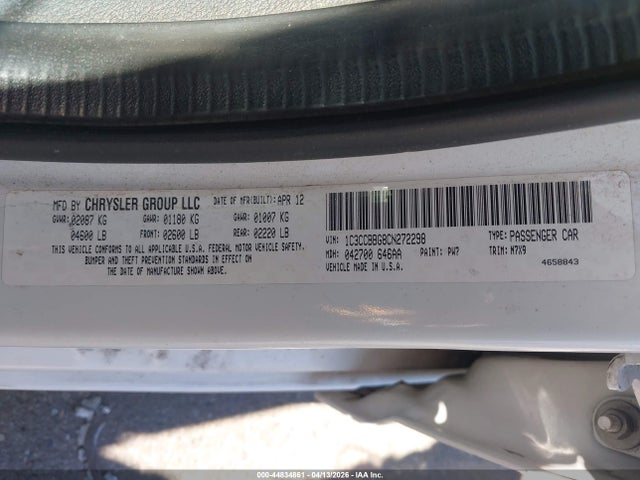 Продажа на аукционе авто 2012 Chrysler 200 Touring, vin: 1C3CCBBG8CN272298, номер лота: 44834861