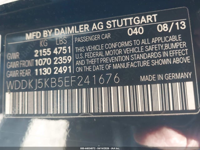 Aukcja sprzedaży 2014 Mercedes-benz E 350, vin: WDDKJ5KB5EF241676, numer aukcji: 44834872