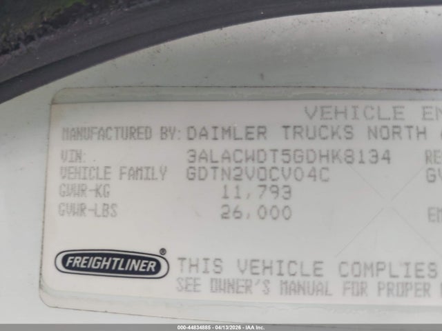 Aukcja sprzedaży 2016 Freightliner M2 106 Medium Duty, vin: 3ALACWDT5GDHK8134, numer aukcji: 44834885