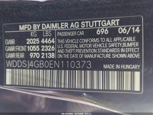 Продаж на аукціоні авто 2014 Mercedes-benz Cla 250 4matic, vin: WDDSJ4GB0EN110373, номер лоту: 44834888