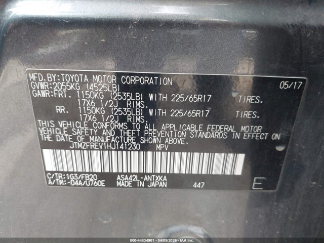 JTMZFREV1HJ141230 Toyota RAV4 LE