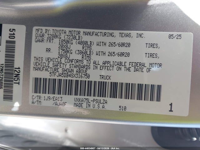5TFJA5DB4SX316750 Toyota Tundra Limited