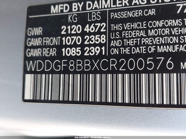 Aukcja sprzedaży 2012 Mercedes-benz C 300 Sport 4matic, vin: WDDGF8BBXCR200576, numer aukcji: 44834910