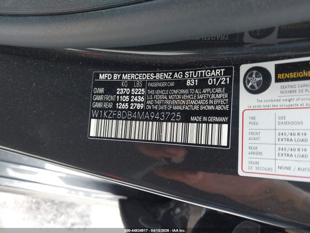 W1KZF8DB4MA943725 Mercedes-Benz E 350