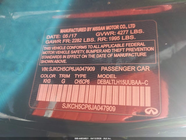 2018 Infiniti Qx30 Sport მანქანა იყიდება აუქციონზე, vin: SJKCH5CP6JA047909, აუქციონის ნომერი: 44834921