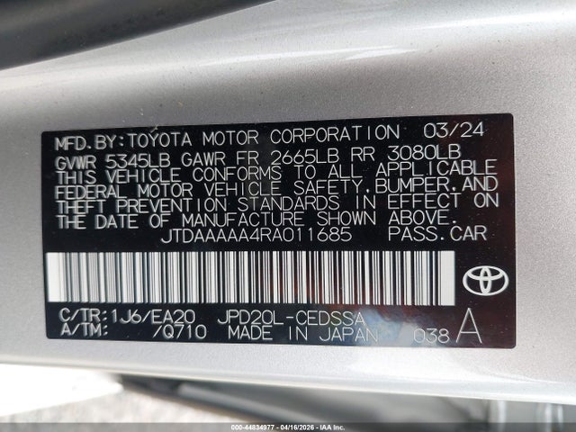 Toyota Mirai Xle 2024 JTDAAAAA4RA011685 Image 9