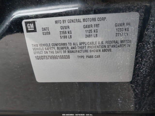 Продаж на аукціоні авто 2009 Cadillac Cts Standard, vin: 1G6DT57V990166038, номер лоту: 44834984