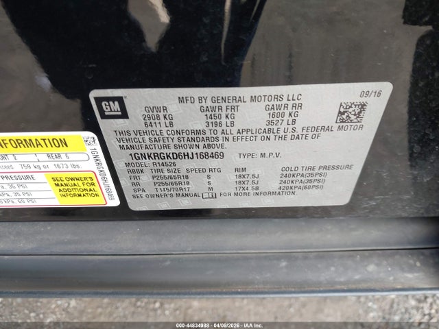 1GNKRGKD6HJ168469 Chevrolet Traverse 1lt