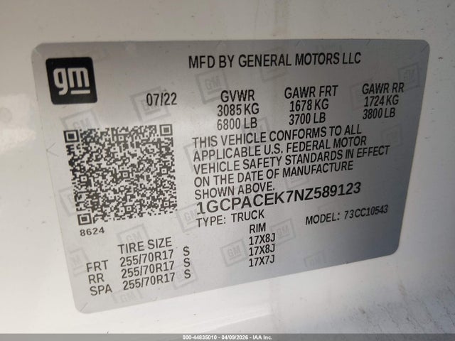 1GCPACEK7NZ589123 Chevrolet Silverado 1500 2wd Short Bed Lt