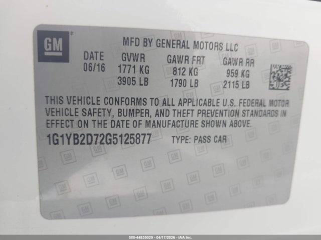 1G1YB2D72G5125877 Chevrolet CORVETTE STINGRAY