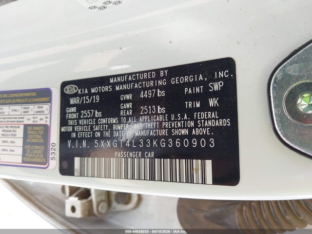 44835030 :رقم المزاد ، 5XXGT4L33KG360903 vin ، 2019 Kia Optima S مزاد بيع