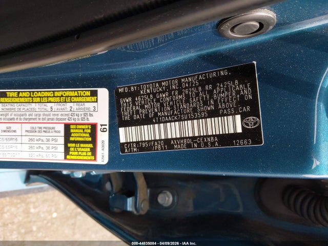 Toyota CAMRY LE 2025 4T1DAACK7SU153595 Image 9