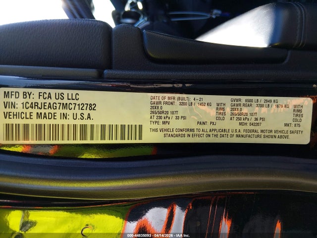 1C4RJEAG7MC712782 Jeep Grand Cherokee Laredo X 4x2