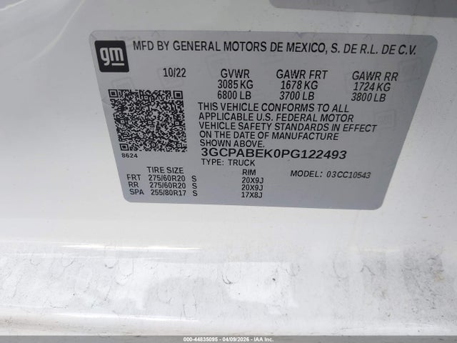 3GCPABEK0PG122493 Chevrolet Silverado 1500 2wd Short Bed Custom