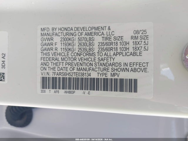 Aukcja sprzedaży 2026 Honda Cr-v Hybrid Awd Sport, vin: 7FARS6H52TE038134, numer aukcji: 44835109