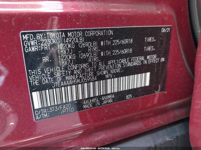 Toyota VENZA LE 2021 JTEAAAAH5MJ059584 Image 9