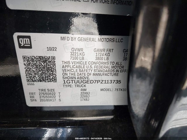 Aukcja sprzedaży 2023 Gmc Sierra 1500 4wd  Short Box Denali, vin: 1GTUUGED7PZ113735, numer aukcji: 44835172