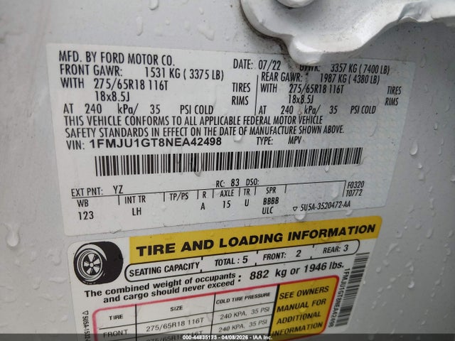 1FMJU1GT8NEA42498 Ford Expedition Xl