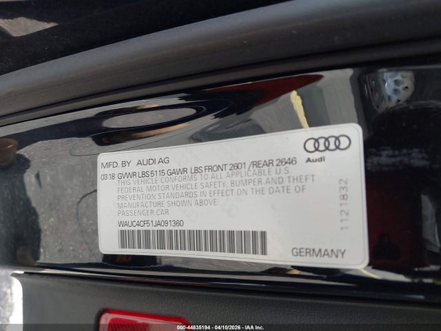 Продажа на аукционе авто 2018 Audi S5 3.0t Premium Plus, vin: WAUC4CF51JA091360, номер лота: 44835194