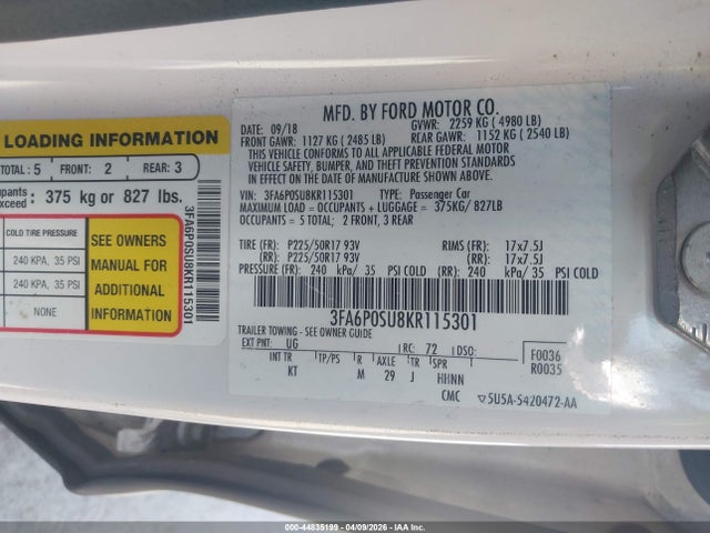 3FA6P0SU8KR115301 Ford Fusion Energi Titanium