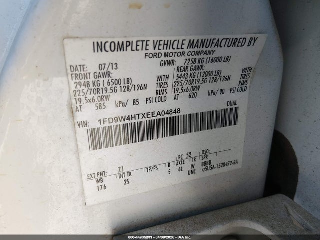 1FD9W4HTXEEA04848 Ford F-450 Chassis Xl