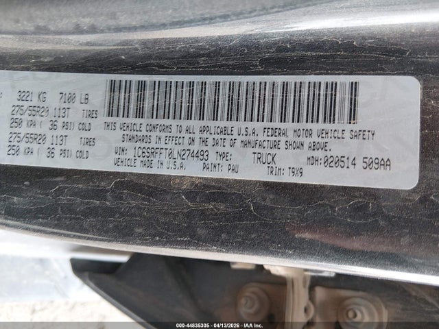 Aukcja sprzedaży 2020 Ram 1500 Big Horn  4x4 5'7 Box, vin: 1C6SRFFT0LN274493, numer aukcji: 44835305