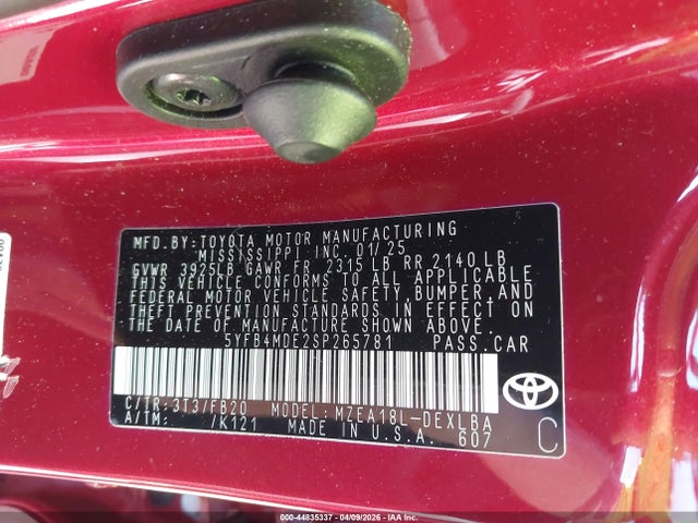 Toyota COROLLA LE 2025 5YFB4MDE2SP265781 Image 9