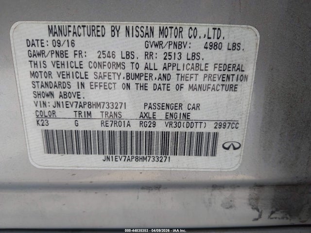 2017 INFINITI Q50 JN1EV7AP8HM733271 Photo 8