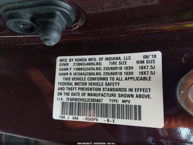 Honda CR-V EX 2018 7FARW2H52JE085867 Image 9