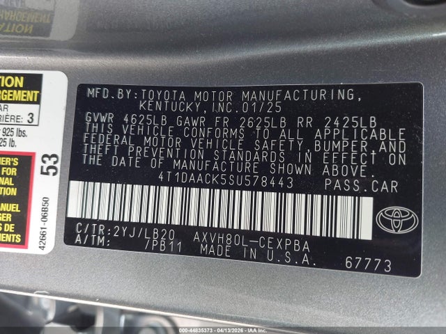 Aukcja sprzedaży 2025 Toyota Camry Xse, vin: 4T1DAACK5SU578443, numer aukcji: 44835373