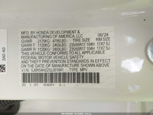Продаж на аукціоні авто 2025 Honda Cr-v Lx Awd, vin: 5J6RS4H22SL001841, номер лоту: 44835408