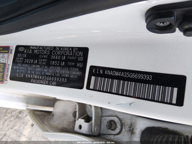 Aukcja sprzedaży 2016 Kia Rio Lx, vin: KNADM4A35G6699393, numer aukcji: 44835419