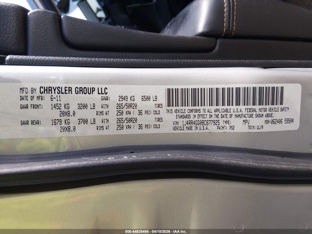 2011 Jeep Grand Cherokee Laredo მანქანა იყიდება აუქციონზე, vin: 1J4RR4GG0BC677925, აუქციონის ნომერი: 44835466