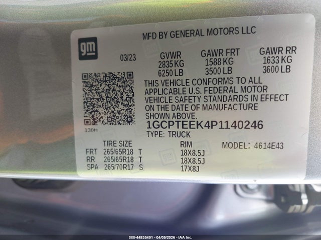1GCPTEEK4P1140246 Chevrolet Colorado 4wd Short Box Trail Boss