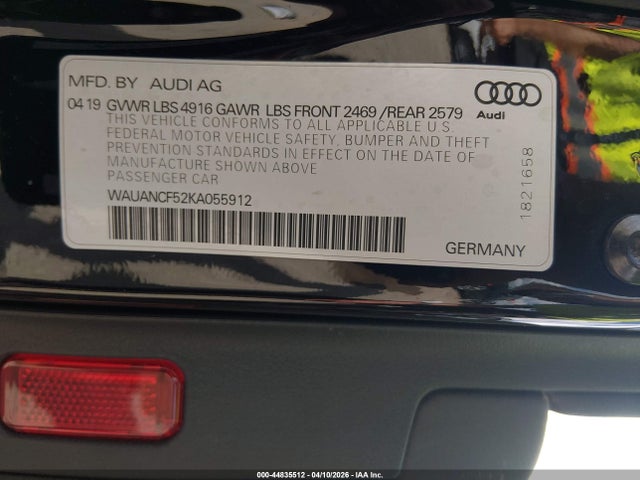 Aukcja sprzedaży 2019 Audi A5 45 Premium, vin: WAUANCF52KA055912, numer aukcji: 44835512