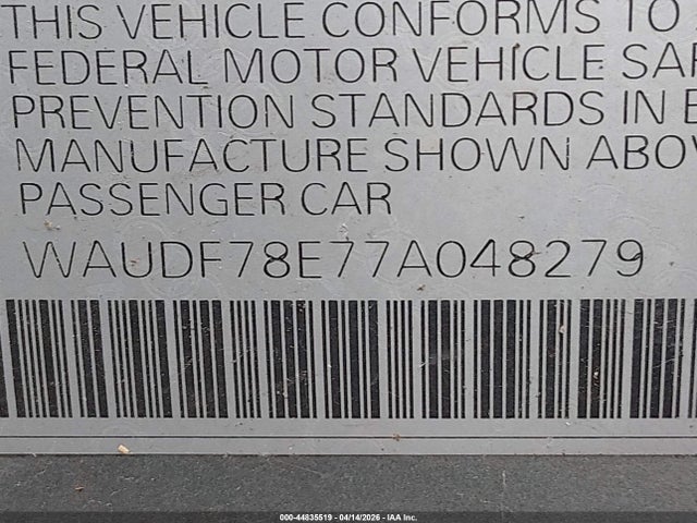 2007 AUDI A4 WAUDF78E77A048279 Photo 8