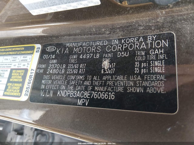 KIA Sportage Lx 2014 KNDPB3AC8E7606616 Image 9