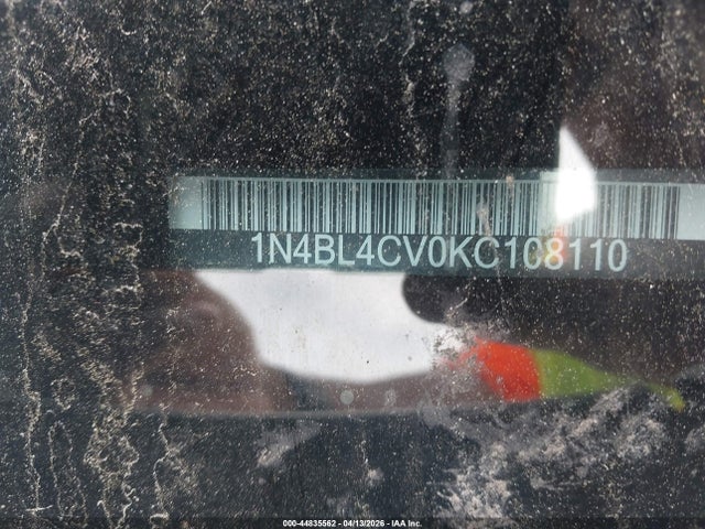 Продажа на аукционе авто 2019 Nissan Altima 2.5 Sr, vin: 1N4BL4CV0KC108110, номер лота: 44835562