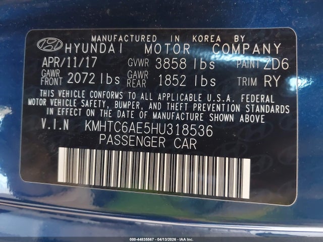 Hyundai Veloster Turbo R-spec 2017 KMHTC6AE5HU318536 Image 9