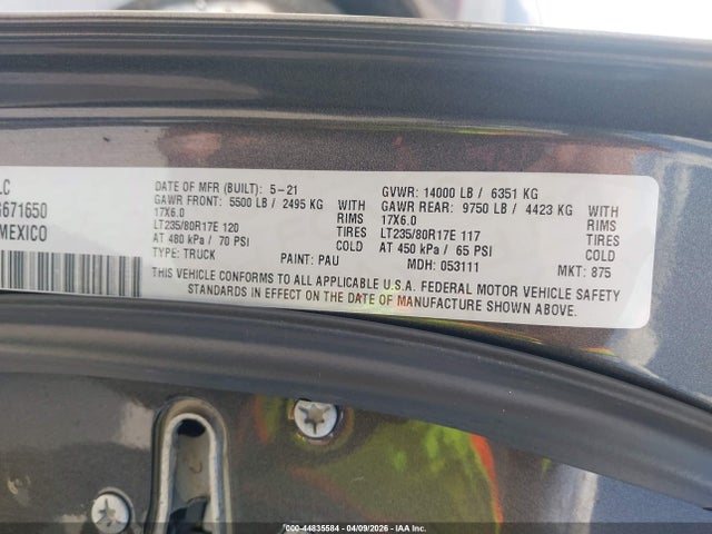 Продаж на аукціоні авто 2021 Ram 3500 Tradesman  4x2 8' Box, vin: 3C63RPGLXMG671650, номер лоту: 44835584