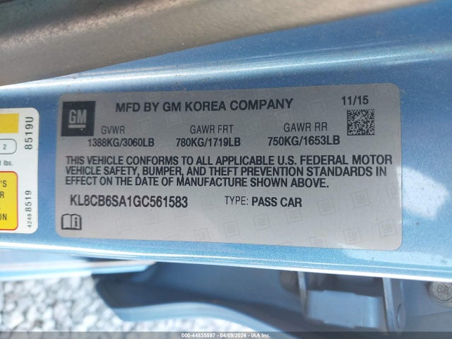 2016 CHEVROLET SPARK KL8CB6SA1GC561583 Photo 8