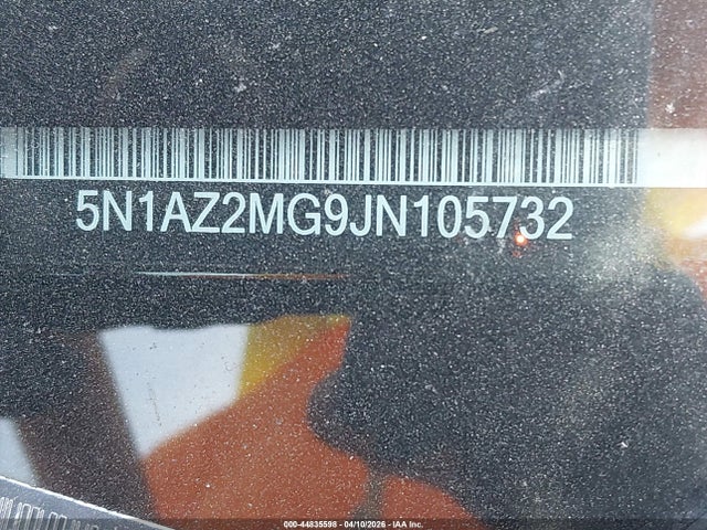 44835598 :رقم المزاد ، 5N1AZ2MG9JN105732 vin ، 2018 Nissan Murano Sv مزاد بيع