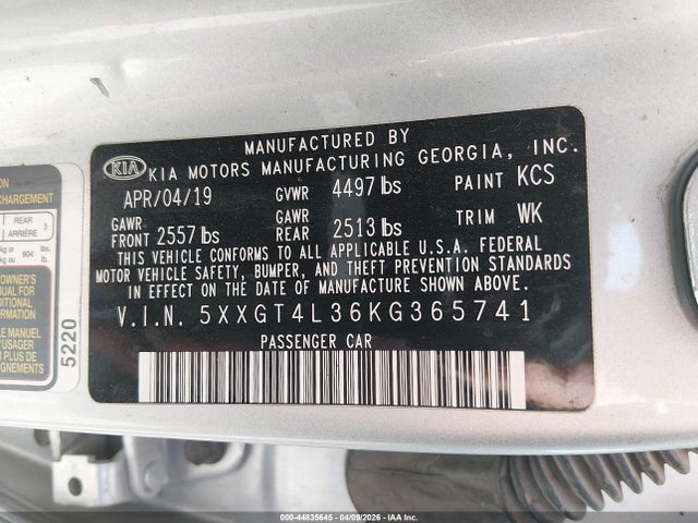 5XXGT4L36KG365741 KIA Optima Lx