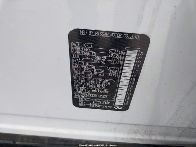 Продажа на аукционе авто 2025 Infiniti Qx50 Sport, vin: 3PCAJ5FB3SF105238, номер лота: 44835649